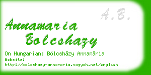annamaria bolcshazy business card
