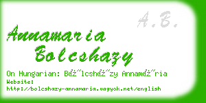 annamaria bolcshazy business card